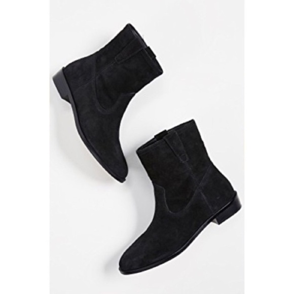 Rebecca Minkoff Black Suede Western Style Pull On Chasidy Low-Heel Booties EUC 9 - Picture 2 of 11